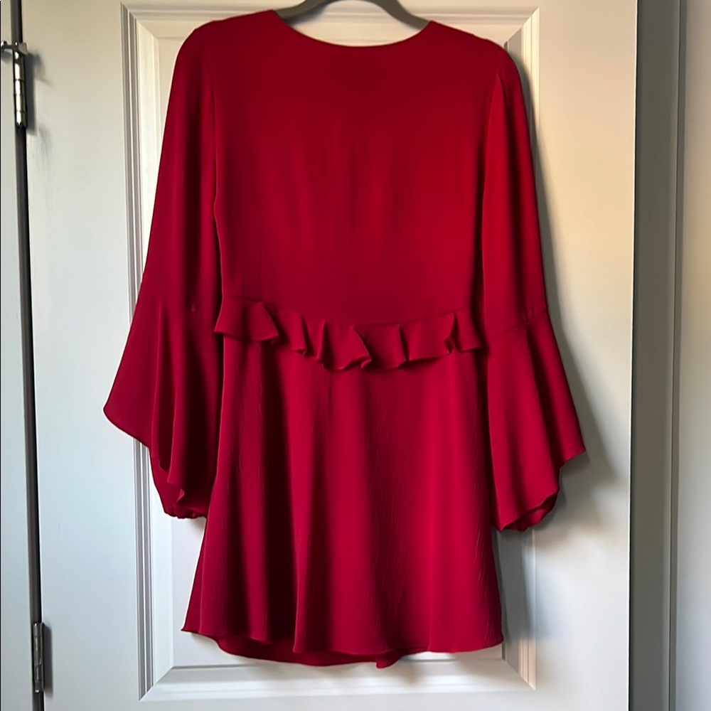 Red Ruffled Long Sleeve Dress - Picture 4 of 4